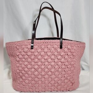 Fendi Cotton Crochet Shoppers Tote. Satin Interior. Normal Signs Of Use.